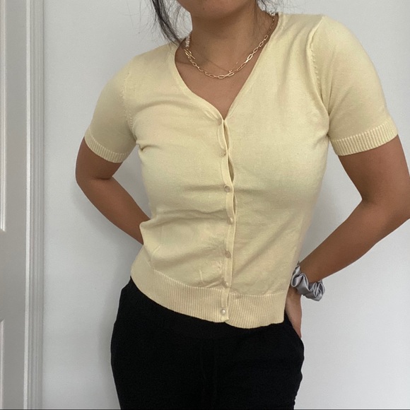 Baby Yellow Button up Knit Cardigan - Picture 2 of 5